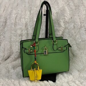 Stylish Green Satchel with Gold Details - NWOT